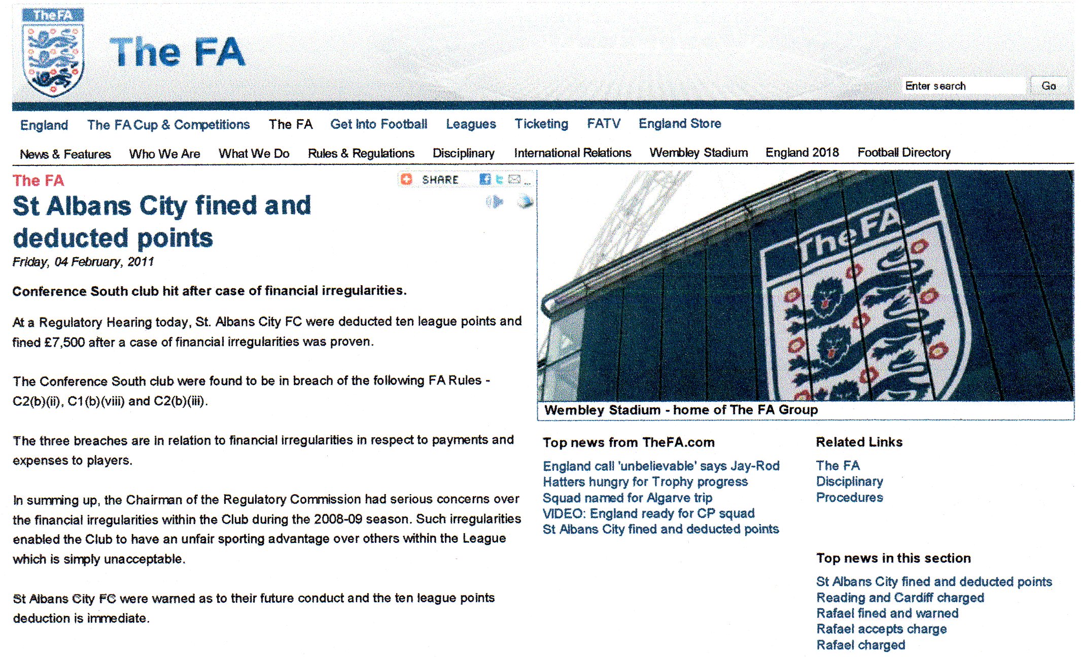 15 2011 FA Hearing result