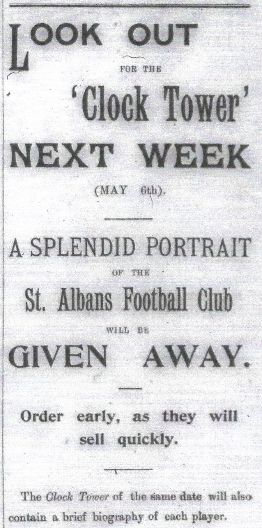 1896 04 29 Advert for poster of team CT