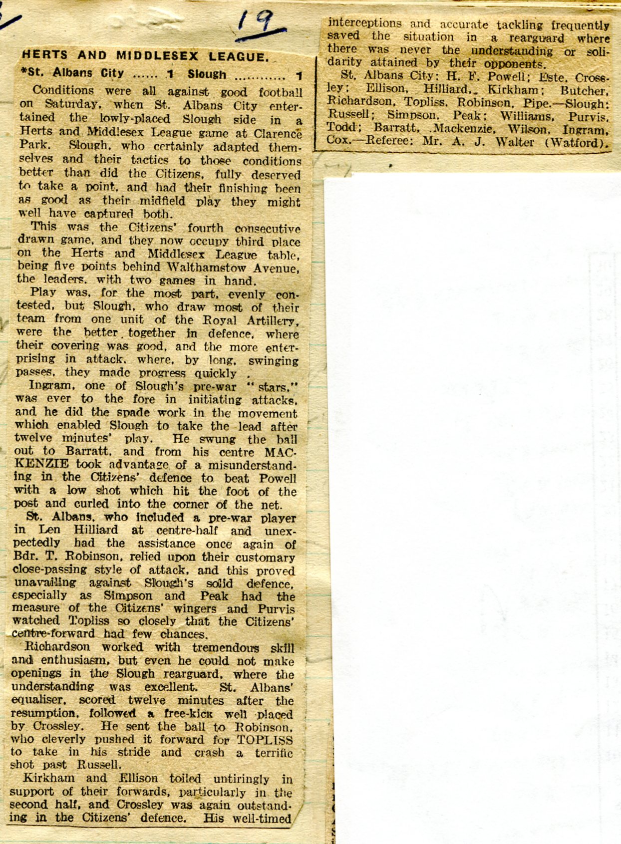 16 SAC 1 1 Slough Town 9 Jan 1943