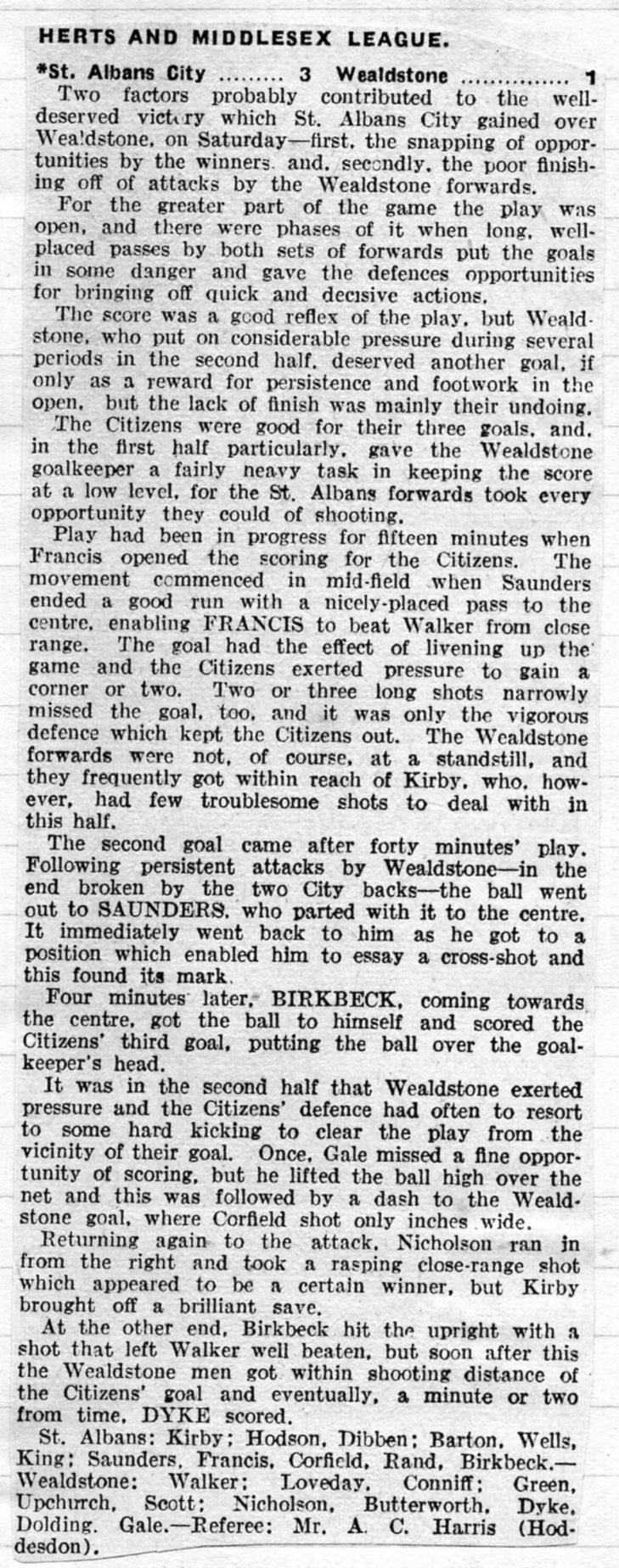 4 SAC 3 1 Wealdstone 12 Oct 1940