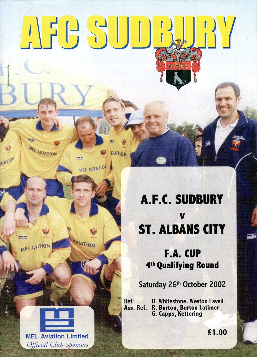 AFC Sudbury v SAC prog cover 26 10 2002
