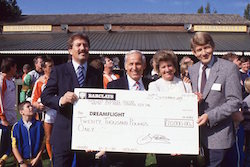 Dreamflight. Bernard Tominey presenting cheque
