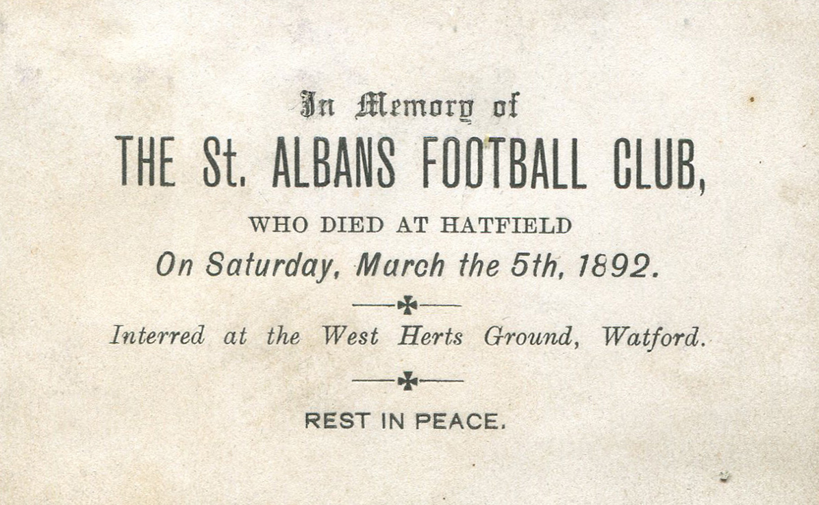 JD 013 SAFC Remembrance cards 5 March 1892