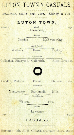Luton Tn v Casuals 24 09 1894 1 JD in goal