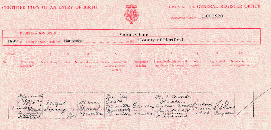 Minter Birth certificate