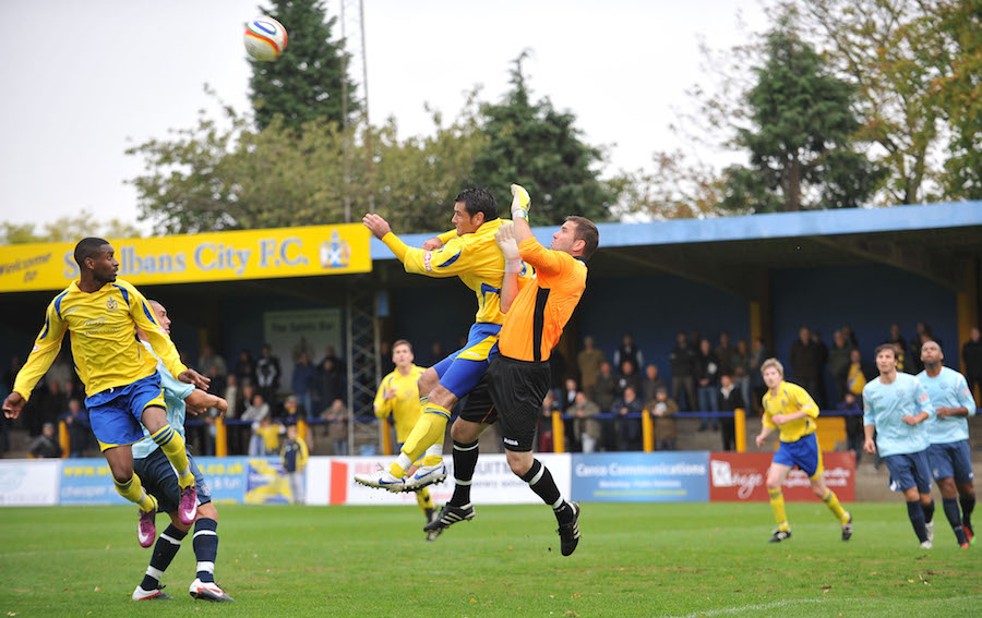 Rob Haworth scores at home to Arlesey