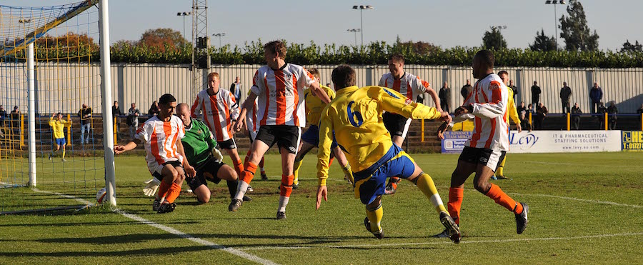 Ryan Moran scores v Ashford Town