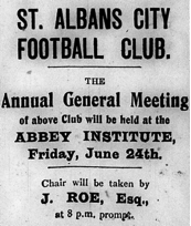 st albans city fc general meeting 1921