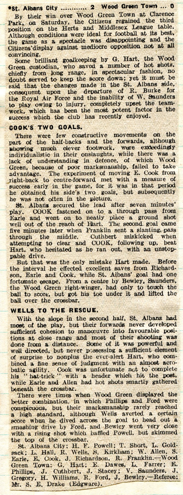 10 SAC 2 0 Wood Green Town 8 Nov 1941