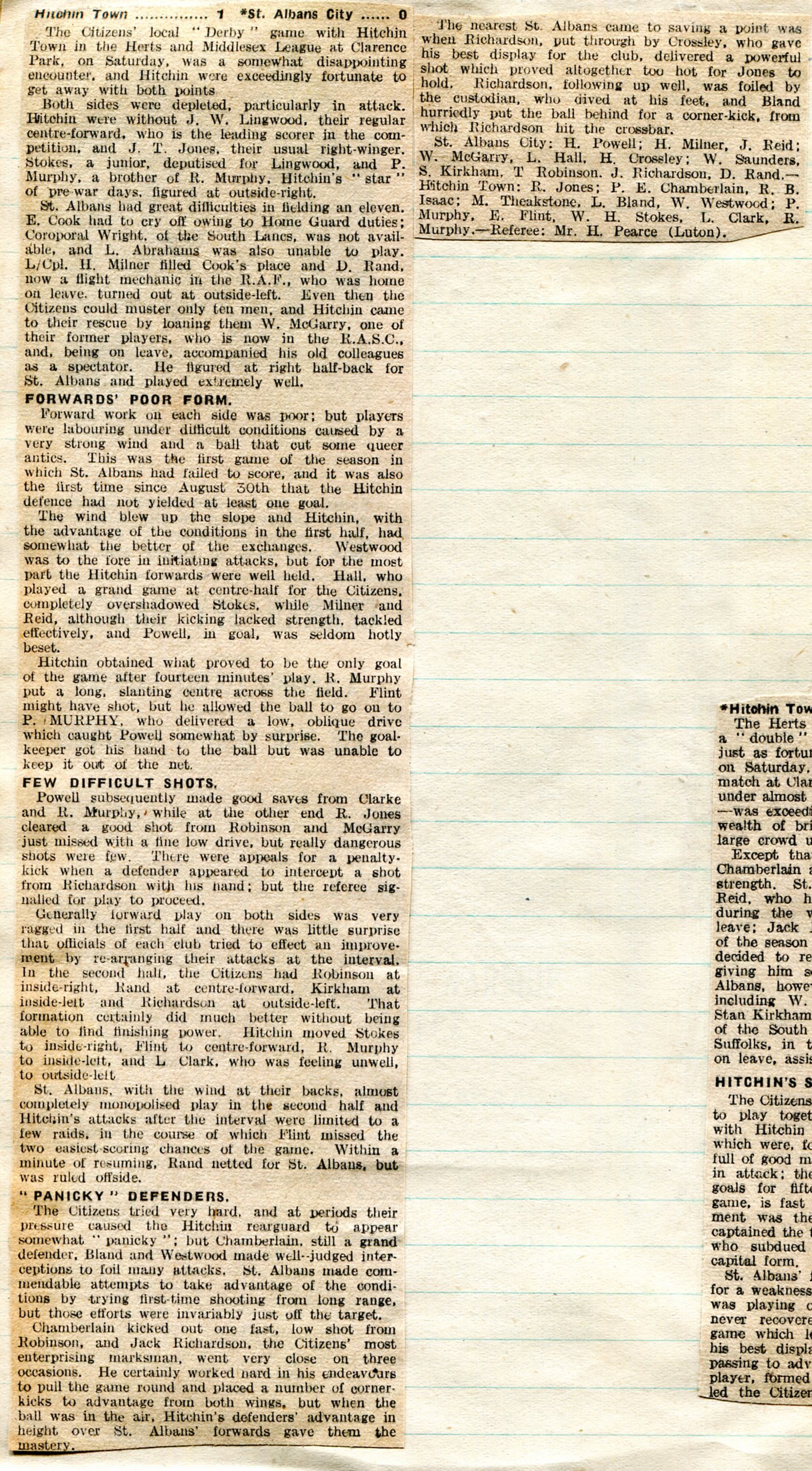 14 SAC 0 1 Hitchin Town 6 Dec 1941